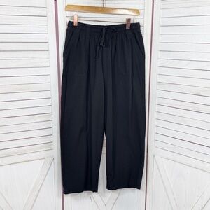 Basic‎ Editions Cotton Wide Leg Slouchy Crop Pull On Pants Black Small
